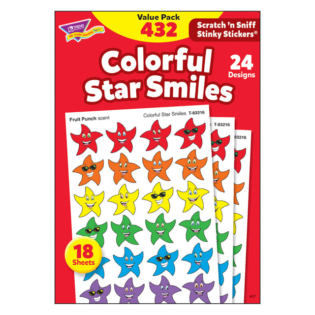 TREND ENTERPRISES INC. TREND Colorful Star Smiles Stinky Stickers® Variety Pack, 432 ct