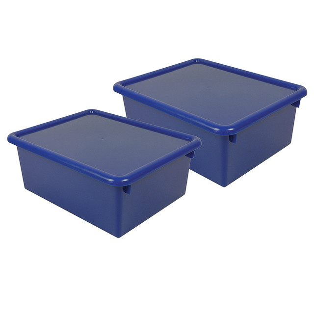 ROMANOFF PRODUCTS Romanoff Stowaway® 5" Letter Box with Lid, Blue, Pack of 2