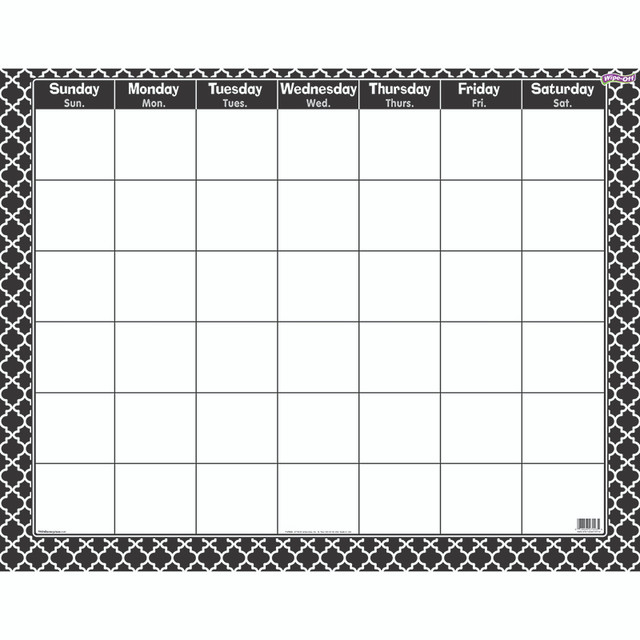 TREND ENTERPRISES INC. TREND Moroccan Black Wipe-Off® Calendar, Monthly