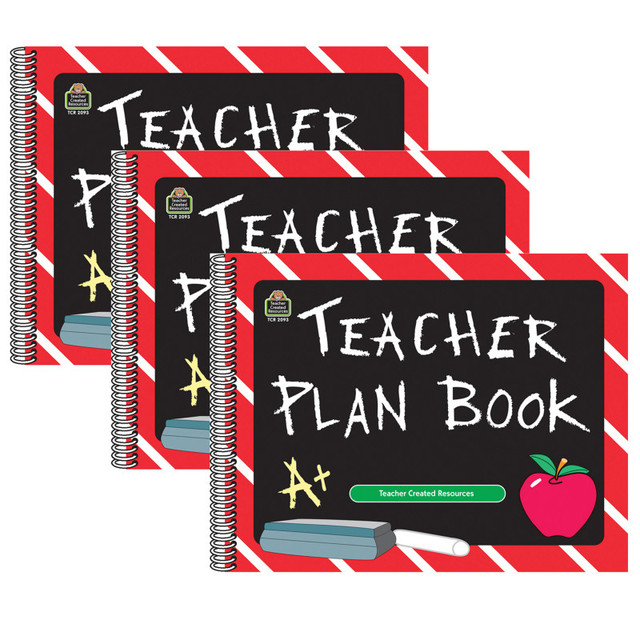 TEACHER CREATED RESOURCES Teacher Created Resources® Chalkboard Teacher Plan Book, Pack of 3