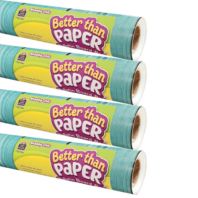 TEACHER CREATED RESOURCES Teacher Created Resources® Better Than Paper® Bulletin Board Roll, 4' x 12', Shabby Chic, Pack of 4