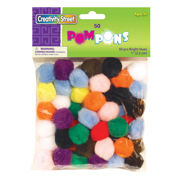 DIXON TICONDEROGA CO Creativity Street® Pom Pons, Bright Hues, 1", 50 Pieces