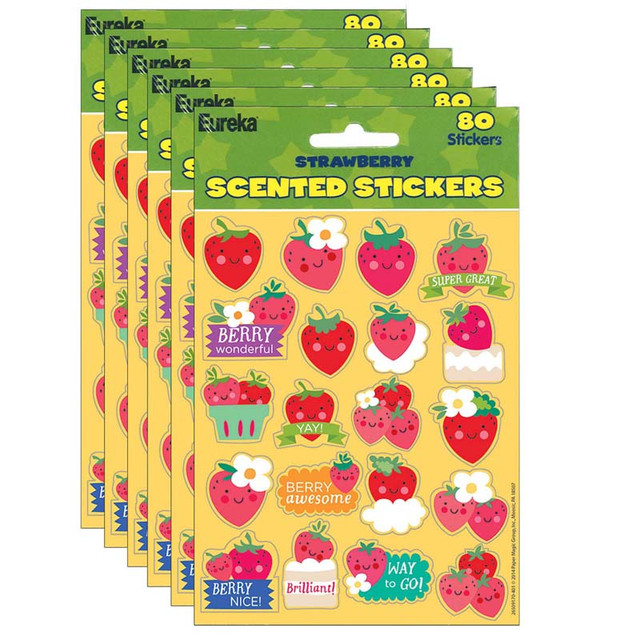 EUREKA Eureka® Strawberry Scented Stickers, 80 Per Pack, 6 Packs