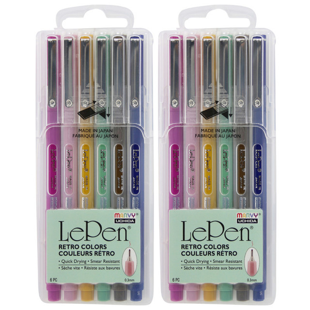 UCHIDA OF AMERICA, CORP Marvy Uchida® LePen® Micro-Fine Point Pen, Retro, 6 Per Pack, 2 Packs UCHIDA OF AMERICA, CORP Marvy Uchida® LePen® Micro-Fine Point Pen, Retro, 6 Per Pack, 2 Packs