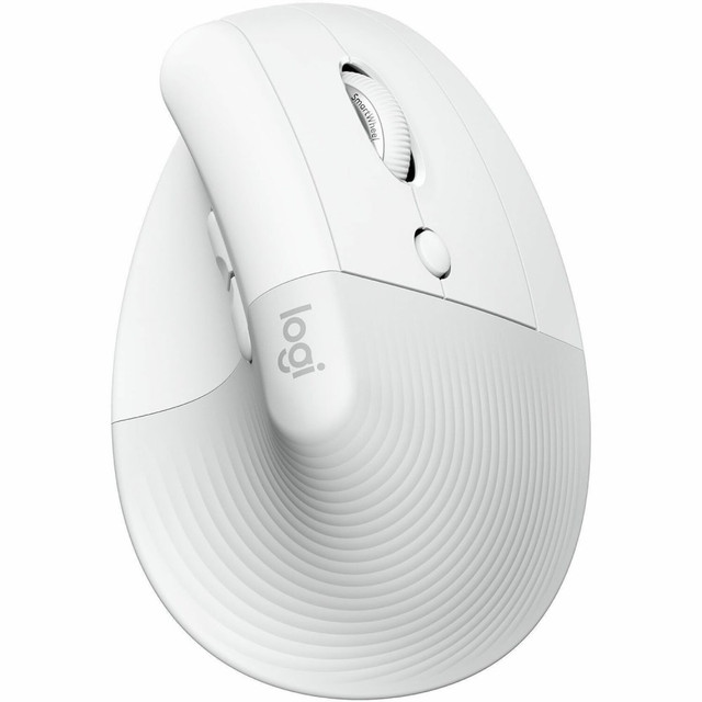 LOGITECH 910-006469  Lift Vertical Ergonomic Mouse, Wireless, Bluetooth or Logi Bolt USB receiver, Quiet clicks, 4 buttons, Off-white - Optical - Wireless - Bluetooth/Radio Frequency - Off White - USB - 4000 dpi - Scroll Wheel - 6 Button(s)