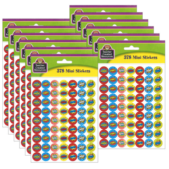 TEACHER CREATED RESOURCES Teacher Created Resources® Superhero Mini Stickers, 0.5", 378 Per Pack, 12 Packs