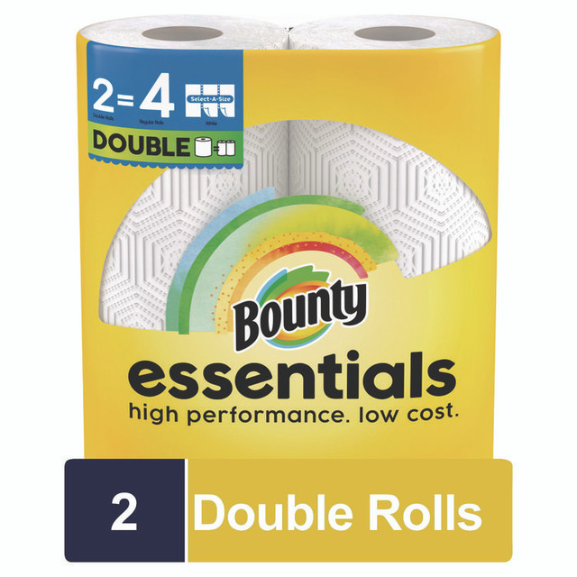 PROCTER & GAMBLE Bounty® 14019 Essentials Select-A-Size Kitchen Roll Paper Towels, 2-Ply, White, 108 Sheets/Roll, 2/Pack, 8 Packs/Carton