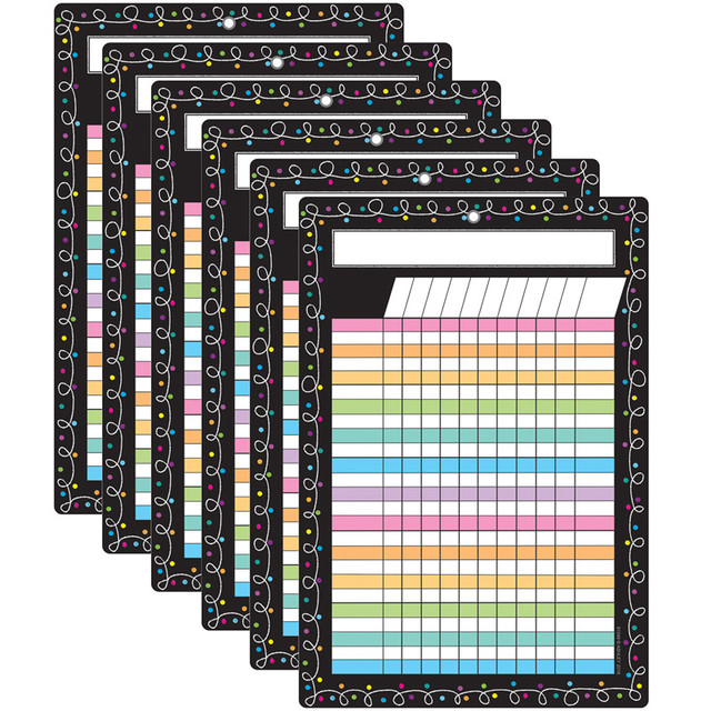 ASHLEY PRODUCTIONS Ashley Productions® Smart Poly Chart, 13" x 19", Chalk Dots with Loops Incentive, w/Grommet, Pack of 6