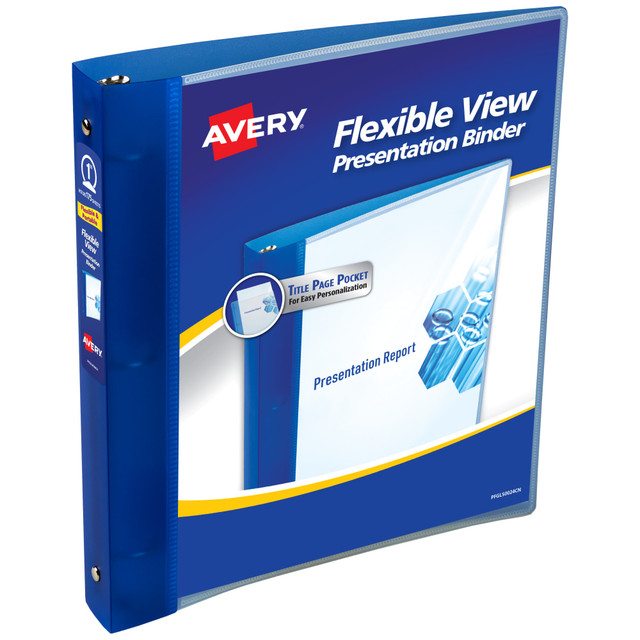 AVERY PRODUCTS CORPORATION 17675 Avery Flexible View 3 Ring Binder, 1in Round Rings, Blue, 1 Binder AVERY PRODUCTS CORPORATION 17675 Avery Flexible View 3 Ring Binder, 1in Round Rings, Blue, 1 Binder