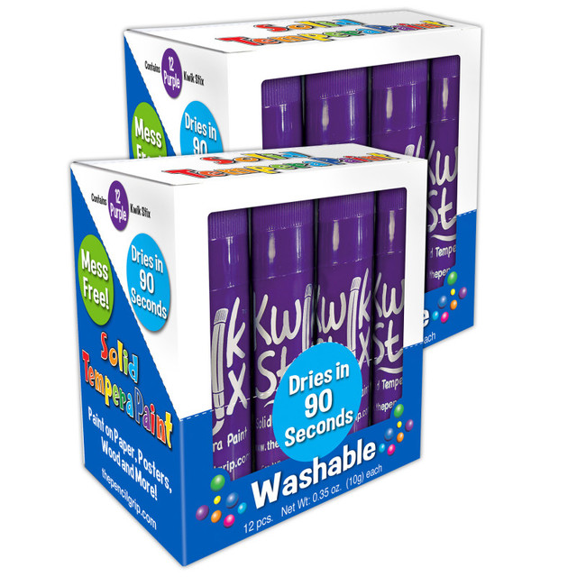 THE PENCIL GRIP Kwik Stix™ Solid Tempera Paint Sticks, Single Color Pack, Purple, 12 Per Pack, 2 Packs