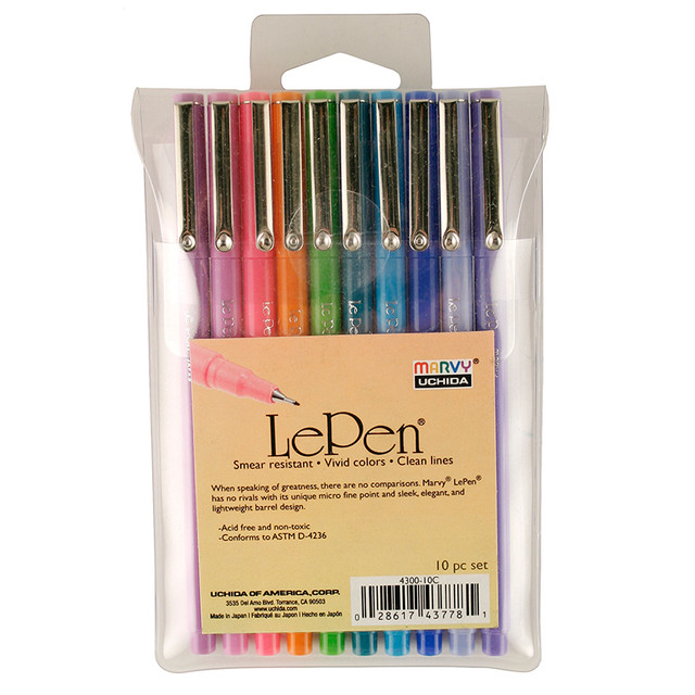 UCHIDA OF AMERICA, CORP Marvy Uchida® LePen® Micro-Fine Point Pen, Bright, 10 Colors