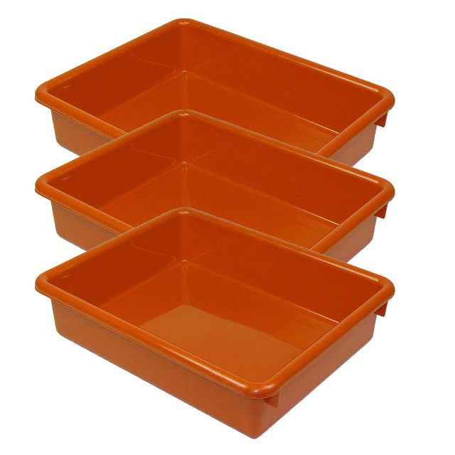 ROMANOFF PRODUCTS Romanoff Stowaway® 3" Letter Tray no Lid, Orange, Pack of 3