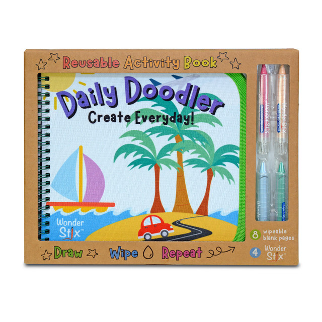 THE PENCIL GRIP The Pencil Grip™ Daily Doodler Reusable Activity Book- Travel Cover, Includes 4 Wonder Stix