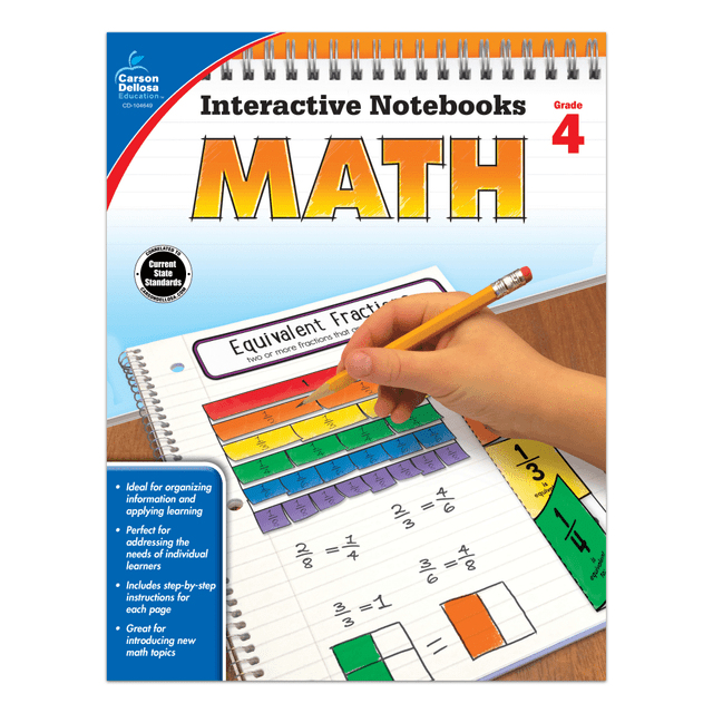 CARSON-DELLOSA PUBLISHING LLC 104649 Carson-Dellosa Interactive Notebook For Math, Grade 4