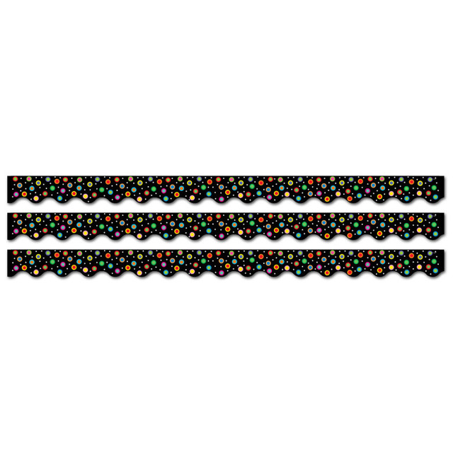 CREATIVE TEACHING PRESS Creative Teaching Press® Dots on Black Wavy EZ Border, 48 Feet Per Pack, 3 Packs