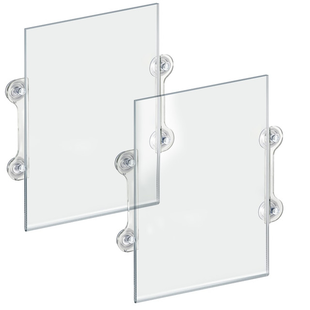 AZAR DISPLAYS 106608  Clear Acrylic Window/Door Sign Holder Frame with Suction Cups, 11inW x 17inH, Clear, Pack Of 2