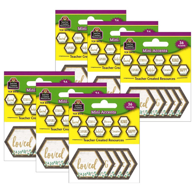 TEACHER CREATED RESOURCES Teacher Created Resources® Eucalyptus Positive Words Mini Accents, 36 Per Pack, 6 Packs