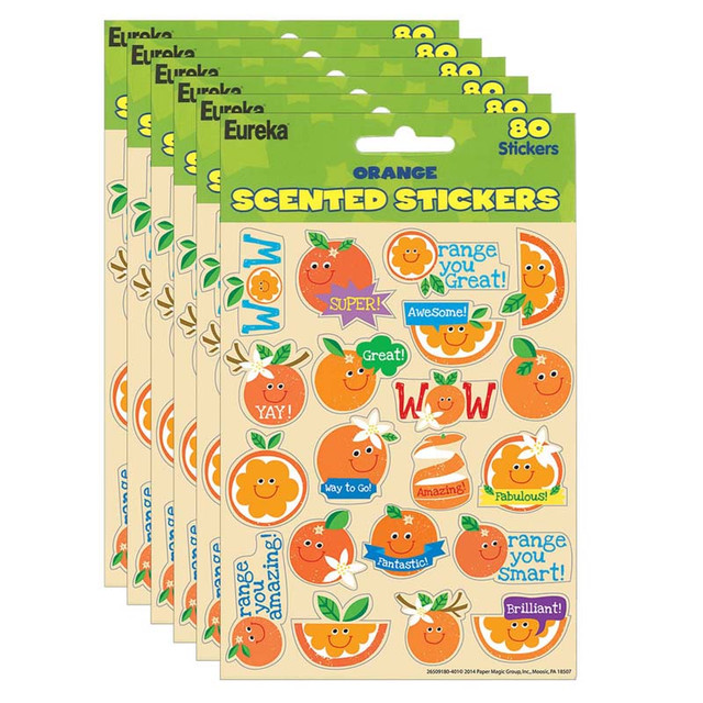 EUREKA Eureka® Orange Scented Stickers, 80 Per Pack, 6 Packs