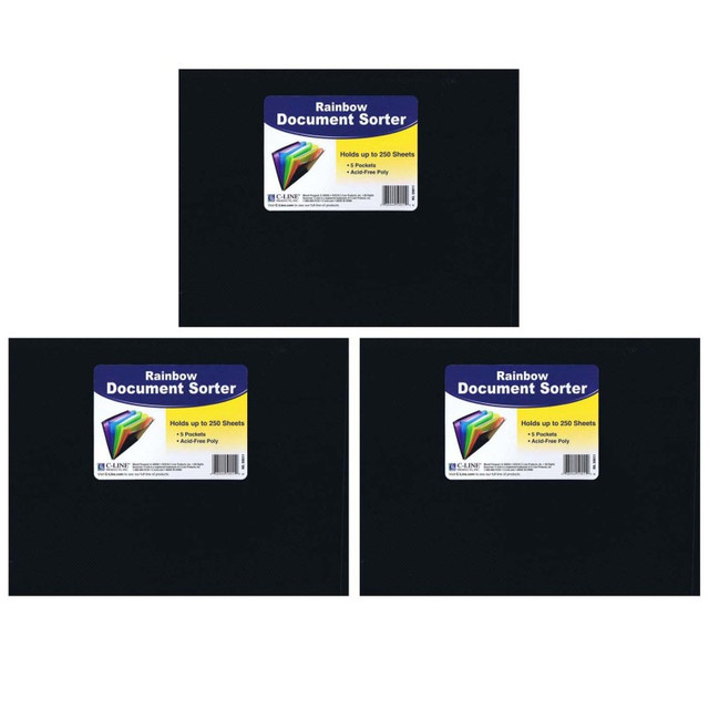 C-LINE PRODUCTS INC C-Line® Rainbow Document Sorter, Black/Multicolor, Letter Size, Pack of 3
