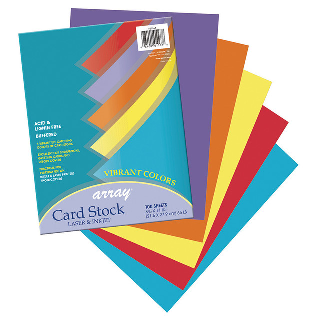 DIXON TICONDEROGA CO Pacon® Vibrant Card Stock, 5 Assorted Colors, 8-1/2" x 11", 100 Sheets