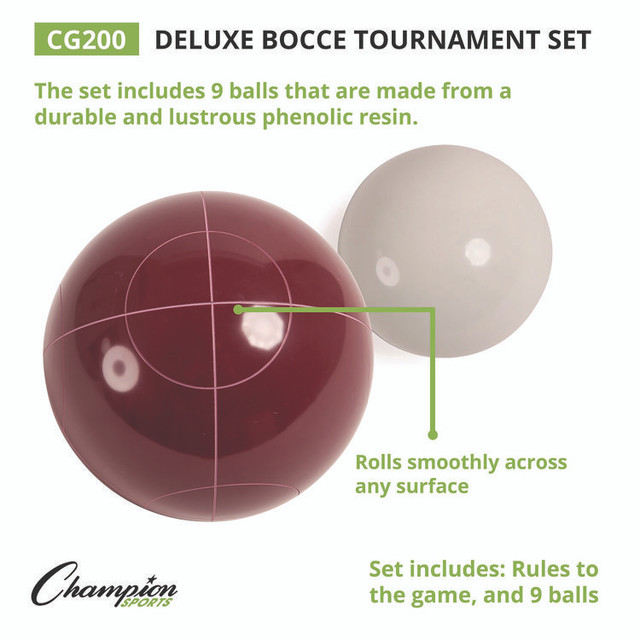 CHAMPION SPORT Sports CG200 Deluxe Bocce Tournament Set, 4.25" dia Balls, Assorted Colors