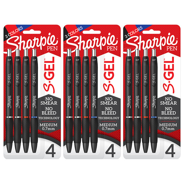 NEWELL BRANDS DISTRIBUTION LLC Sharpie® S-Gel Gel Pens, Medium Point (0.7mm), Assorted Colors, 4 Per Pack, 3 Packs