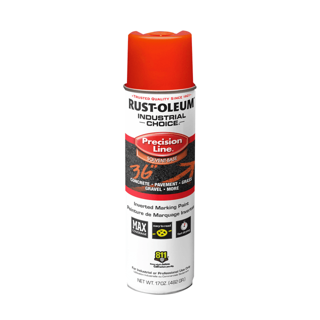 RUST-OLEUM CORPORATION 203026V Rust-Oleum Industrial Choice M1600 System Solvent-Based Precision Line Inverted Marking Paint, 17 Oz, Alert Orange, Case Of 12 Cans