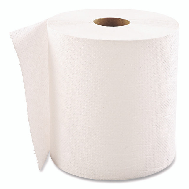 GEN HWTWHI Hardwound Roll Towels, 1-Ply, 8" x 600 ft, White, 12 Rolls/Carton
