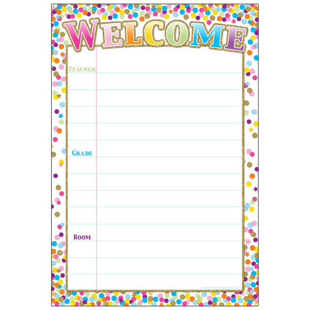 ASHLEY PRODUCTIONS Ashley Productions® Smart Poly® Chart Confetti Welcome, 13" x 19"