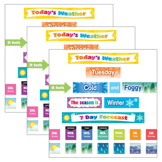 TEACHER CREATED RESOURCES Teacher Created Resources® Colorful Weather Pocket Chart Cards, 94 Per Pack, 3 Packs