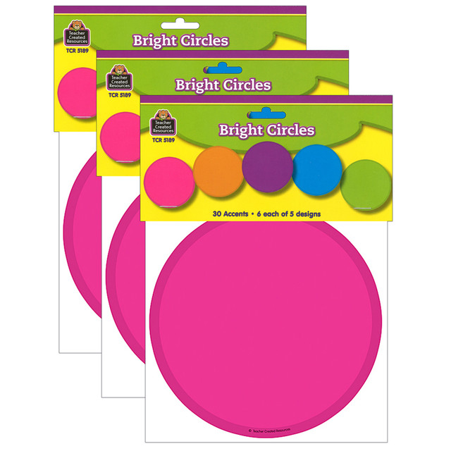 TEACHER CREATED RESOURCES Teacher Created Resources® Bright Circles Accents, 30 Per Pack, 3 Packs