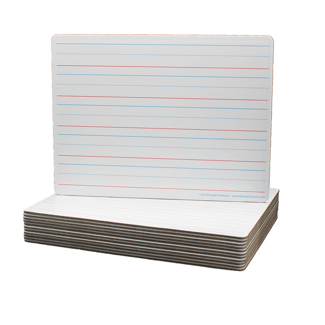 FLIPSIDE Flipside Products Two-Sided (Red & Blue Ruled/Blank) Dry Erase Board, 9" x 12", Pack of 12