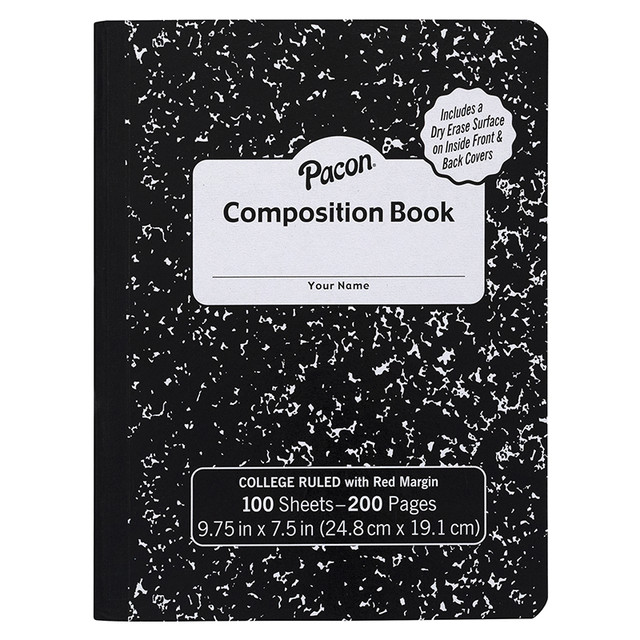 DIXON TICONDEROGA CO Pacon® Composition Books with Dry Erase Surfaces, Black Marble, 3/8" Ruled w/ Margin , 100 sheets