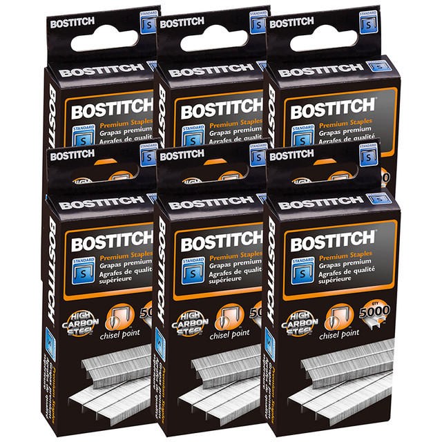 AMAX Bostitch Premium Standard Staples, 5000 Per Pack, 6 Packs