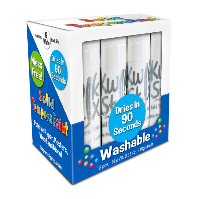 THE PENCIL GRIP Kwik Stix™ Solid Tempera Paint Sticks, Single Color Pack, White, Pack of 12