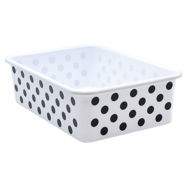 TEACHER CREATED RESOURCES Teacher Created Resources® Black Polka Dots on White Large Plastic Storage Bin