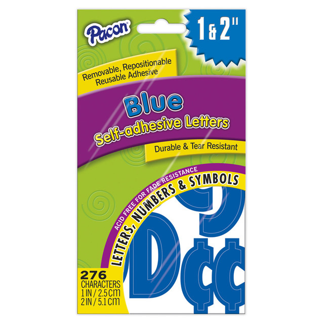 DIXON TICONDEROGA CO Pacon® Self-Adhesive Letters, Blue, Classic Font, 1" & 2", 276 Characters