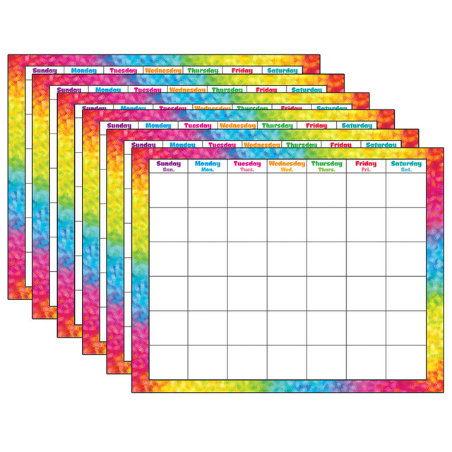 TREND ENTERPRISES INC. TREND Colorful Brush Strokes Wipe-Off® Calendar, Monthly, Pack of 6