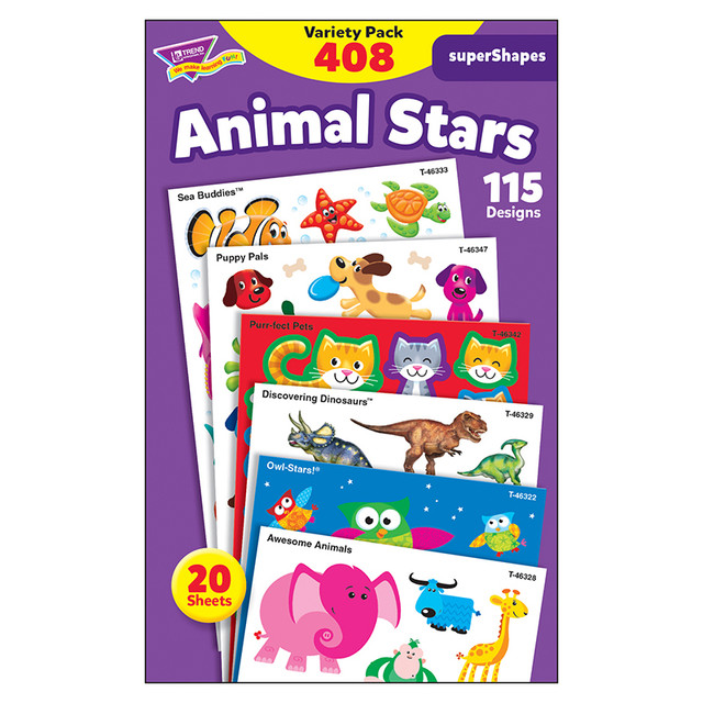 TREND ENTERPRISES INC. TREND Animal Stars superShapes Stickers-Large VarPk, 408ct