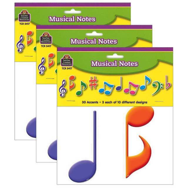 TEACHER CREATED RESOURCES Teacher Created Resources® Musical Notes Accents, 30 Per Pack, 3 Packs