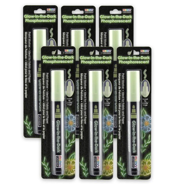 UCHIDA OF AMERICA, CORP Marvy Uchida® Glow In The Dark Green Fabric Marker, Pack of 6