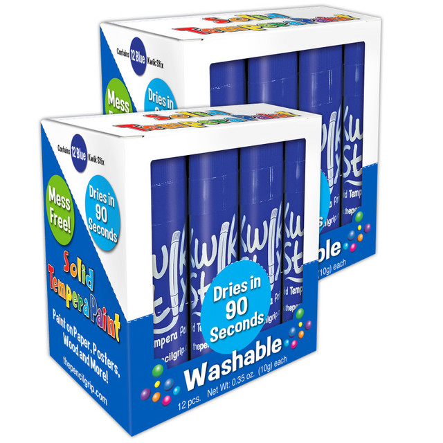 THE PENCIL GRIP Kwik Stix™ Solid Tempera Paint Sticks, Single Color Pack, Blue, 12 Per Pack, 2 Packs