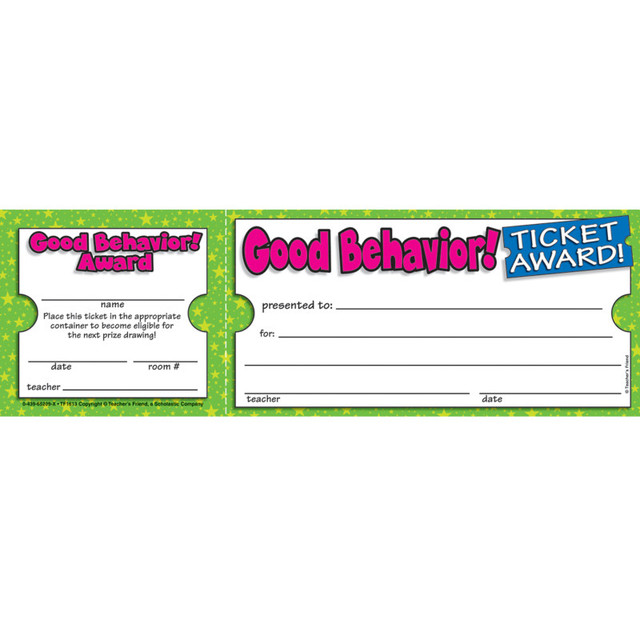 SCHOLASTIC TEACHING RESOURCES Scholastic Ticket Awards Good Behavior, Pack of 100