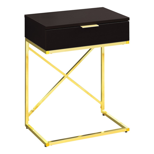 MONARCH PRODUCTS I 3476 Monarch Specialties Accent End Table, Rectangular, Cappuccino/Gold