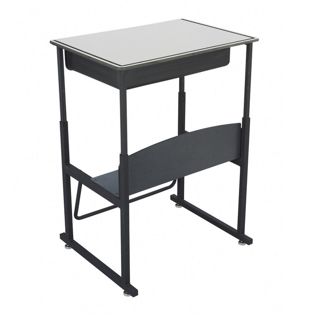 SAFCO PRODUCTS CO 1204GR Safco AlphaBetter Adjustable-Height Stand-Up Desk, with Book Box, 28in x 20in Top, Gray/Black