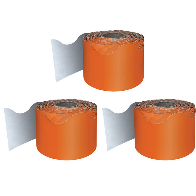 CARSON DELLOSA EDUCATION Carson Dellosa Education Orange Rolled Scalloped Border, 65 Feet Per Roll, Pack of 3