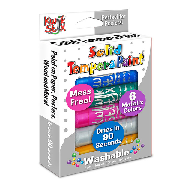 THE PENCIL GRIP Kwik Stix™ Solid Tempera Paint Stick, Metallic Colors, 6 Count