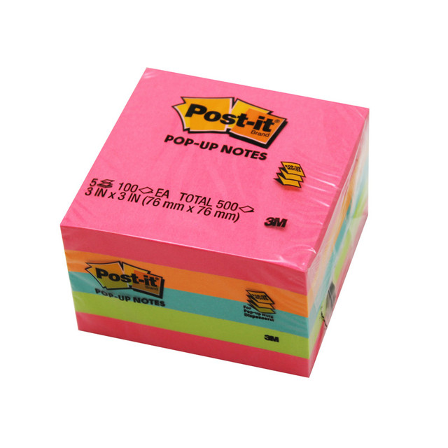 3M COMPANY Post-it® Pop-up Notes, 3" x 3", Assorted, 100 Sheets/Pad, 5 Pads