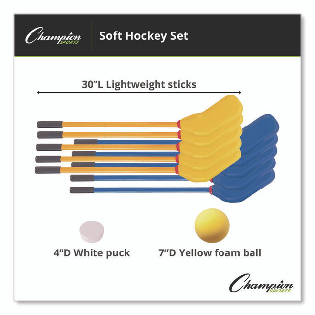 CHAMPION SPORT Sports HS10SET Rhino Soft Hockey Set, 30" Long, (10) Sticks/7" Ball/4" Puck