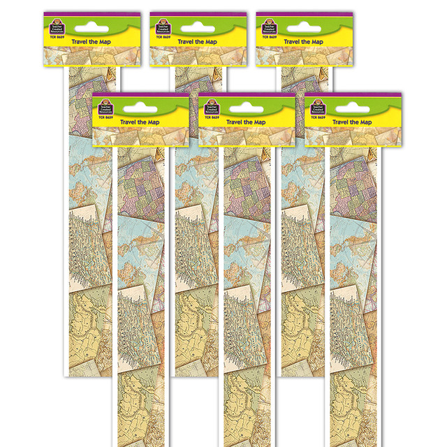 TEACHER CREATED RESOURCES Teacher Created Resources® Travel the Map Straight Border Trim, 35 Feet Per Pack, 6 Packs